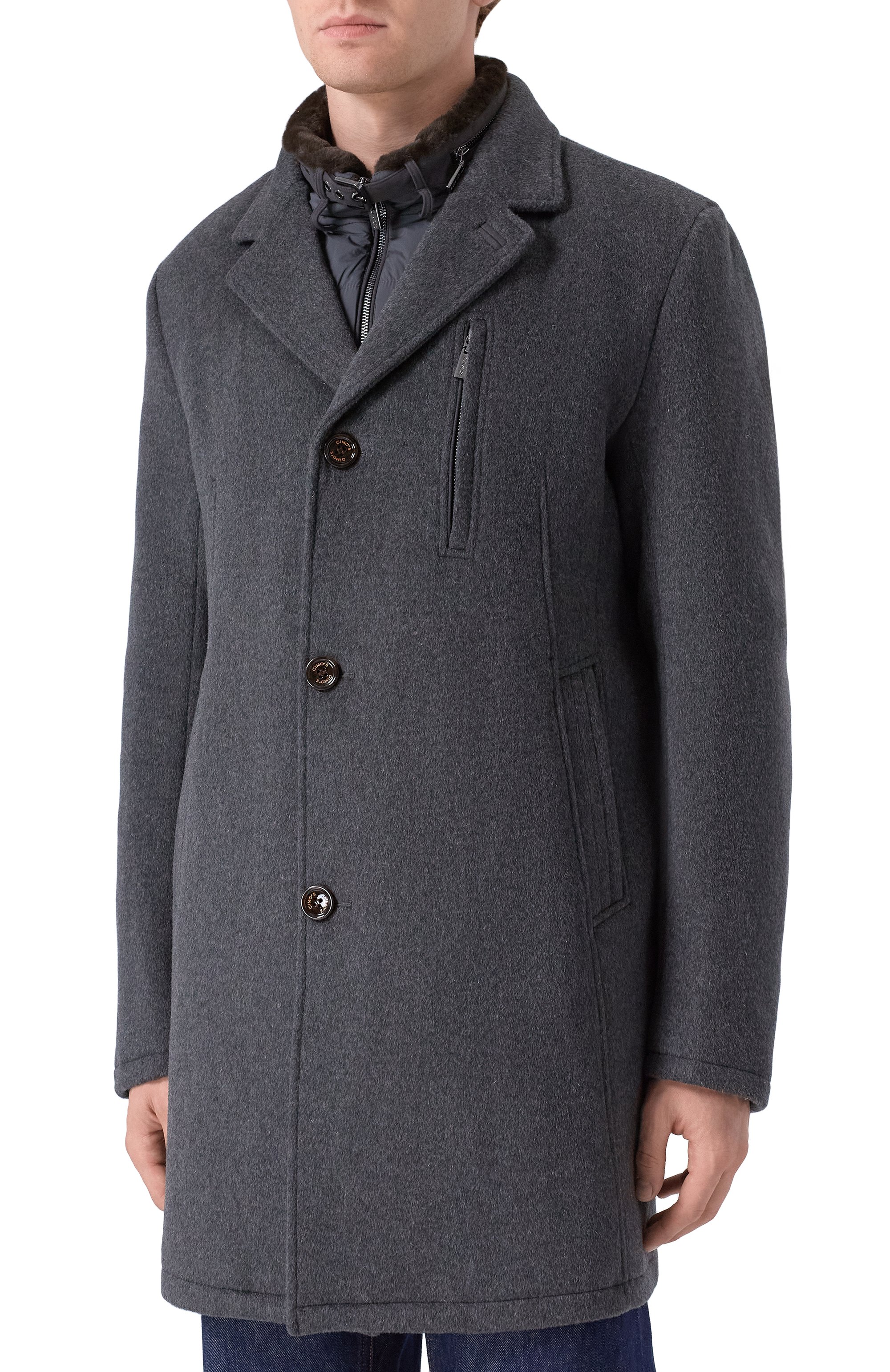 Пальто из шерсти и вискозы GIMO'S темно-серого цвета по цене 153000 руб., арт. 5W20.U.440.605, фото 3 Пальто из шерсти и вискозы GIMO'S, арт. 5W20.U.440.605, фото 3