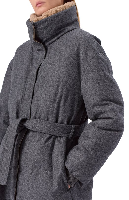 Шерстяной пуховик Brunello Cucinelli M038P9475 Серый  M038P9475 Фото 5