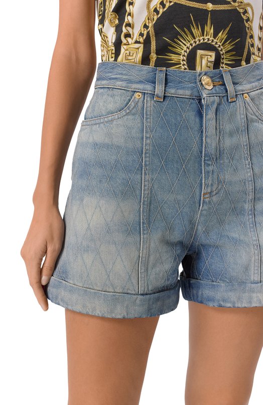 Джинсовые шорты Balmain FF1MA155/DF79 Голубой  FF1MA155/DF79 Фото 5
