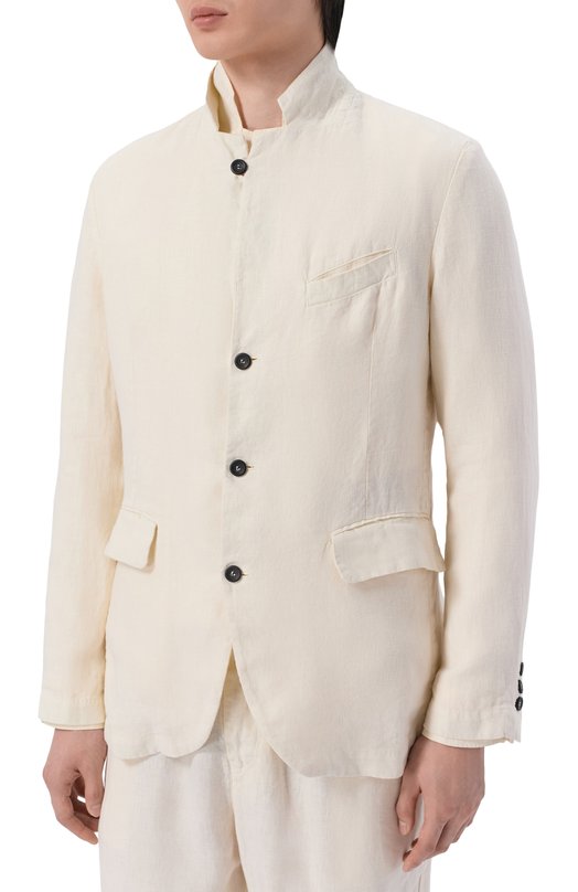 Льняной пиджак Hannes Roether SCHU22MANN.602 Кремовый  SCHU22MANN.602 Фото 3