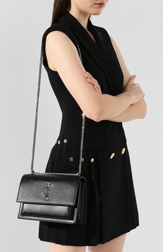 Сумка Sunset Monogram medium Saint Laurent 442906/D420N Чёрный  442906/D420N Фото 5