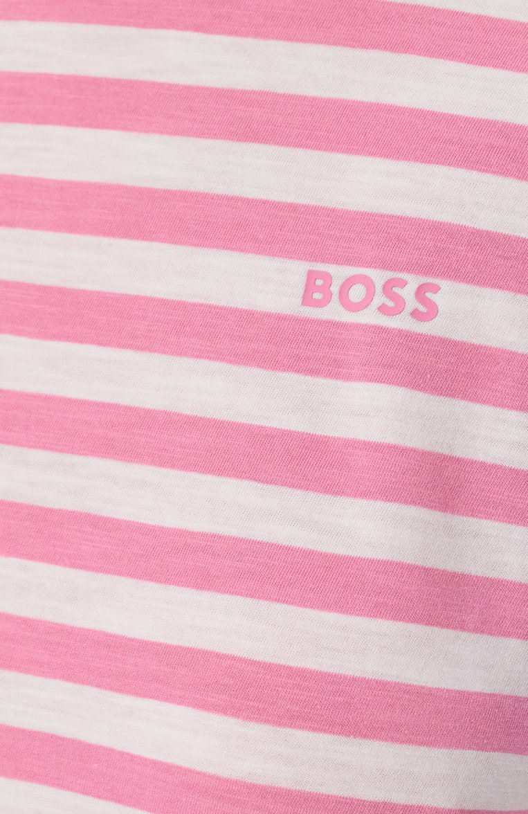 Женская хлопковая футболка BOSS ORANGE розового цвета, арт. 50504192 | Фото 6 (Длина (для топов): Стандартные; Материал внешний: Хлопок; Рукава: Короткие; Автоматизация состава: Проставлено; Автоматизация ТО: Проставлено; Стили: �Кэжуэл; Женское Кросс-КТ: Футболка-одежда; Принт: С принтом; Детали: Без декора)