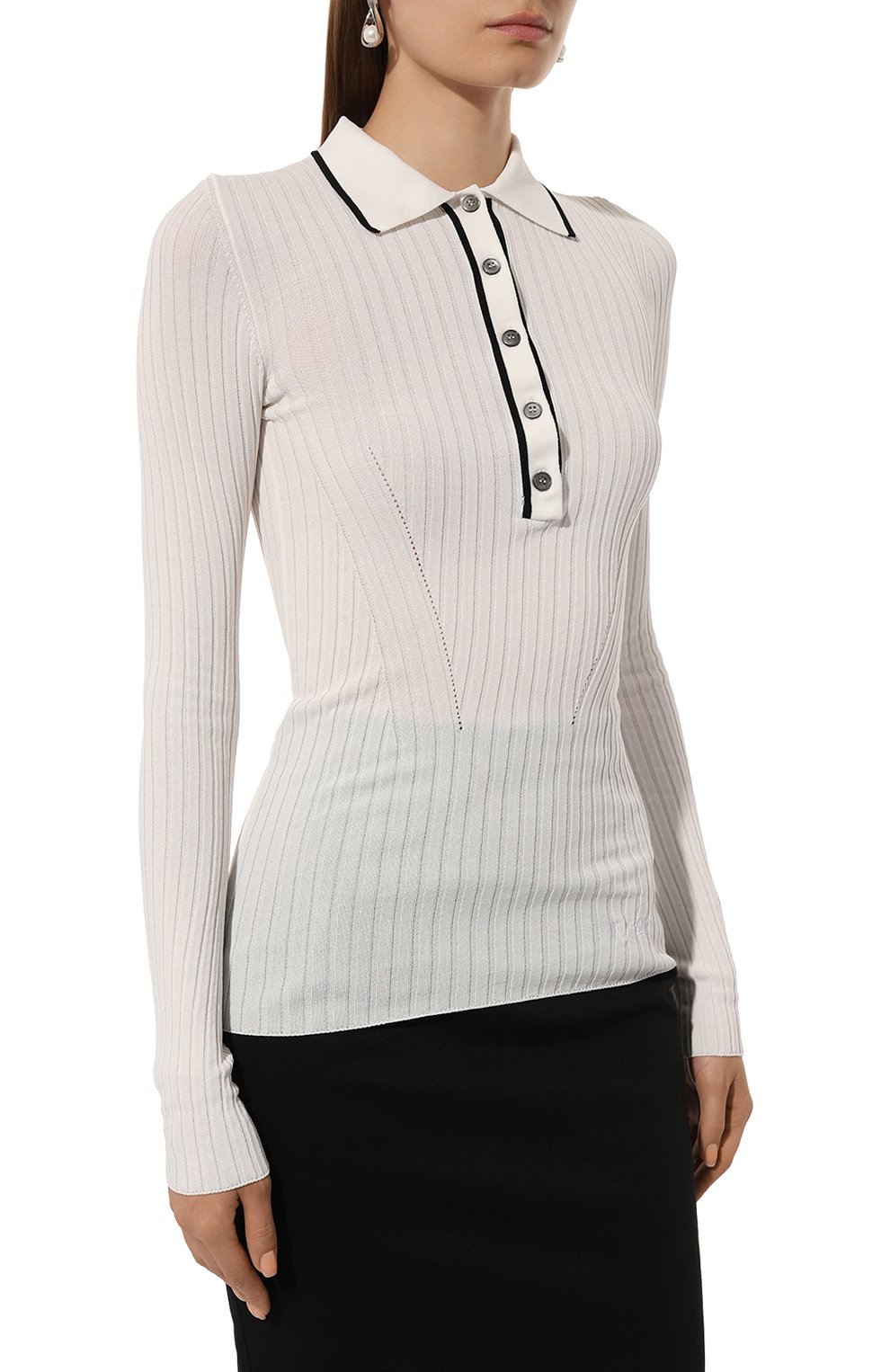 Поло из вискозы N21 белого цвета по цене 47700 руб., арт. A001/7534, фото 3 Поло из вискозы N21, арт. A001/7534, фото 3