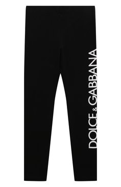 Детские хлопковые легинсы DOLCE & GABBANA черного цвета, арт. L5JPB7/G7J1T/2-6 | Фото 1 (Девочки Кросс-КТ: Леггинсы-одежда; Материал сплава: Проставлено; Нос: Не проставлено; Материал внешний: Хлопок)