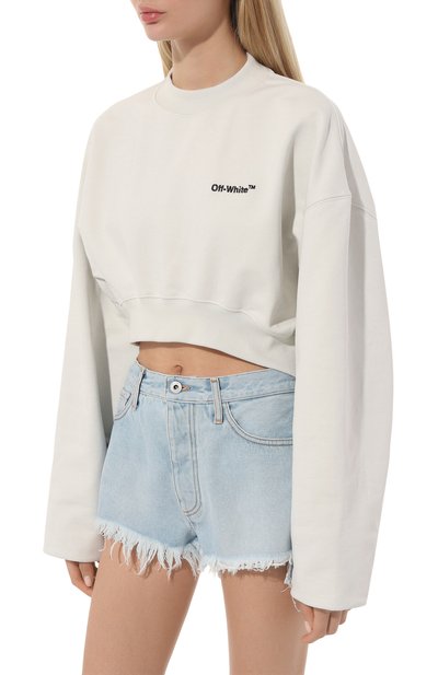 Хлопковый свитшот OFF-WHITE молочного цвета по цене 79700 руб., арт. OWBA069S23JER0010410, фото 3 Хлопковый свитшот OFF-WHITE, арт. OWBA069S23JER0010410, фото 3