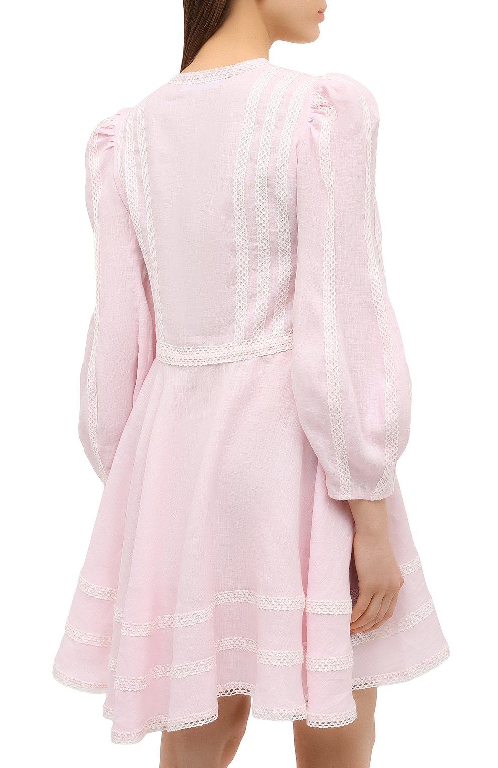 Льняное платье A MERE CO розового цвета по цене 46250 руб., арт. AMC-RSS21-01PW, фото 4 Льняное платье A MERE CO, арт. AMC-RSS21-01PW, фото 4