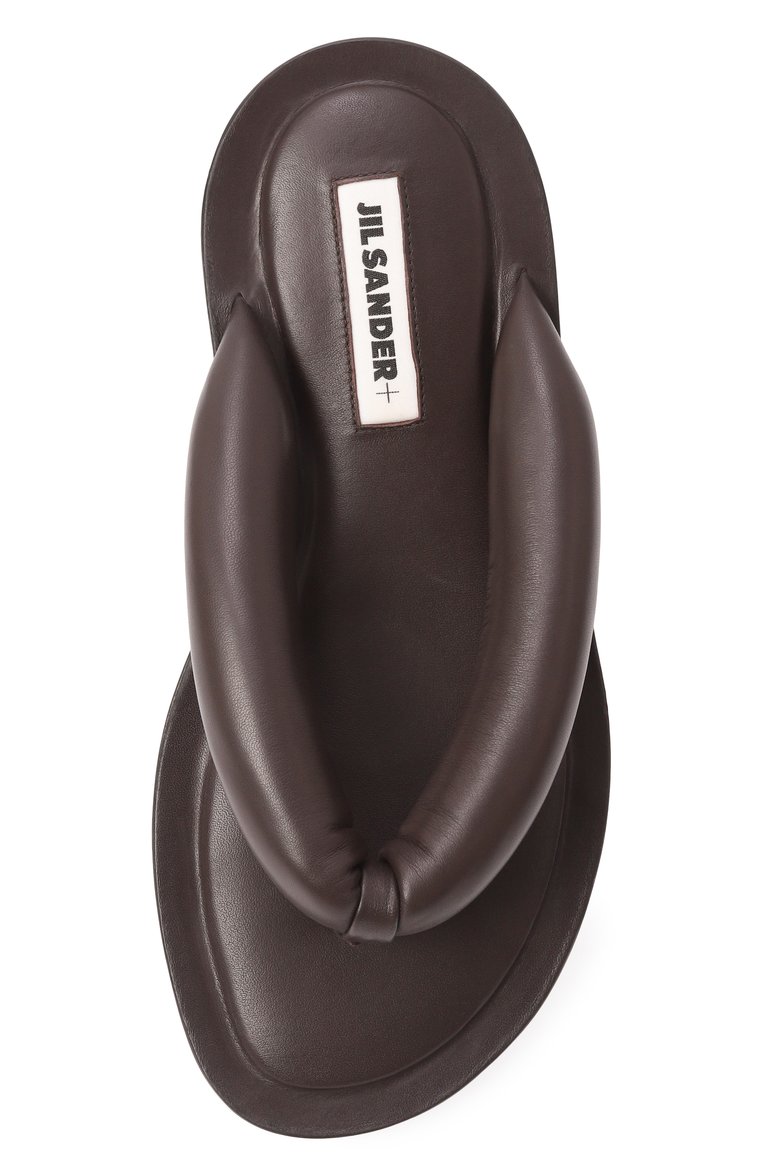 Женские кожаные шлепанцы JIL SANDER темно-коричневого цвета, арт. J44WX0014/P5810 | Фото 6 (Материал сплава: Проставлено; Материал внутренний: Натуральная кожа; Подошва: Платформа; Материал внешний: Натуральная кожа; Драгоценные камни: Проставлено)