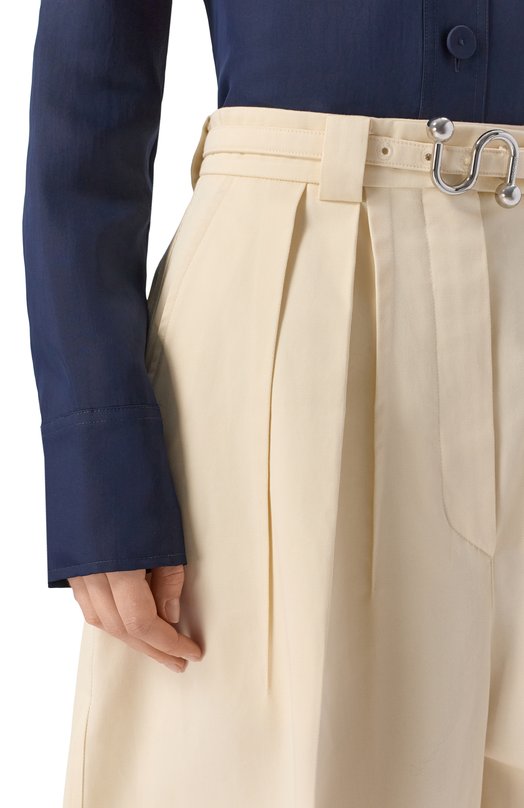 Хлопковые брюки Sportmax SPXID0NE0 Кремовый  SPXID0NE0 Фото 5