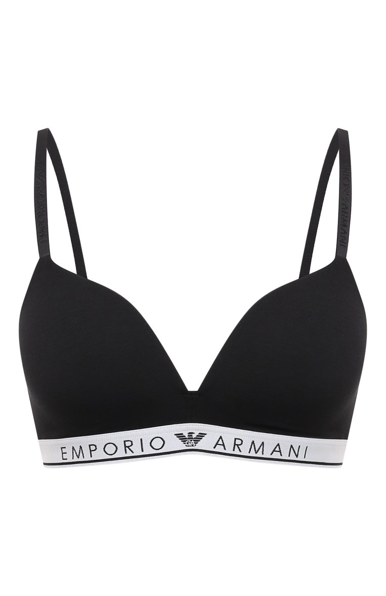 Женский бюстгальтер с мягкой чашкой EMPORIO ARMANI черного цвета, арт. 164410/3F227 | Фото 1 (Материал сплава: Проставлено; Нос: Не проставлено; Материал внешний: Хлопок)