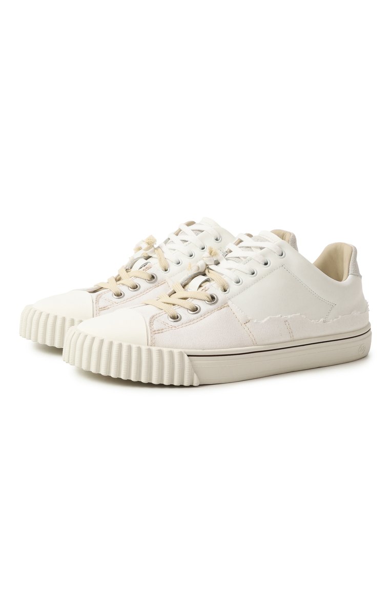 Мужские комбинированные кеды evolution MAISON MARGIELA белого цвета, арт. S57WS0391/P5063 | Фото 1 (Стили: Классический; Материал внутренний: Натуральная кожа; Материал внешний: Натуральная кожа, Текстиль; Материал утеплителя: Без утеплителя; Кросс-КТ: Низкие; Автоматизация ТО: Проставлено; Автоматизация состава: Проставлено)