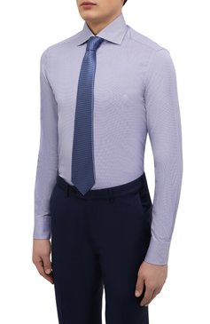 Мужская хлопковая сорочка ZEGNA голубого цвета, арт. 301035/9MS0BA | Фото 4 (Манжеты: На пуговицах; Рукава: Длинные; Рубашки М: Regular Fit; Воротник: Акула; Принт: Полоска; Длина (для топов): Стандартные; Материал сплава: Проставлено; Материал внешний: Хлопок; Стили: Классический; Случай: Формальный; Драгоценные камни: Проставлено)