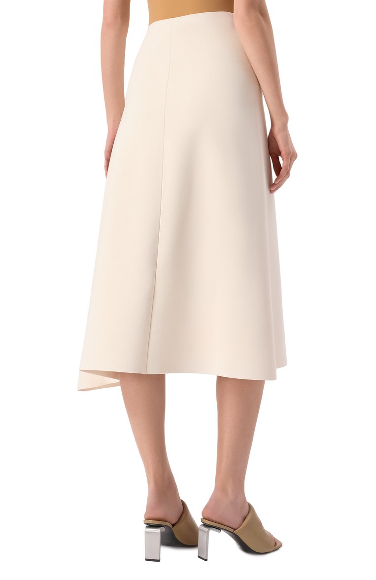 Женская юбка из вискозы JIL SANDER кремового цвета, арт. J04MA0105-J18208 | Фото 4 (Длина Ж (юбки, платья, шорты): Миди; Материал внешний: Вискоза; Кросс-КТ: костюм, Трикотаж; Стили: Минимализм; Автоматизация ТО: Проставлено; Автоматизация состава: Проставлено)