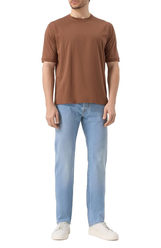 Хлопковая футболка Kiton UMC029H0920007/7XL Коричневый  UMC029H0920007/7XL Фото 2