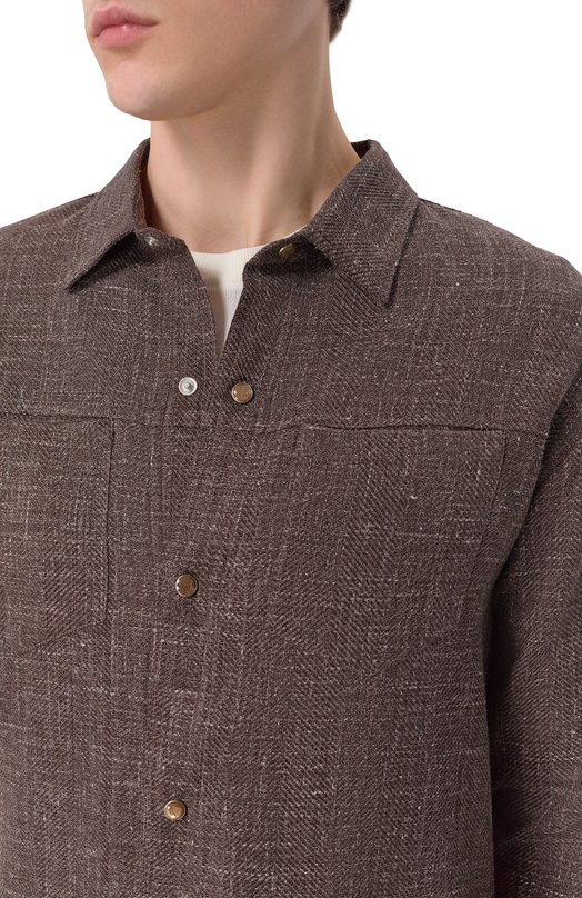 Рубашка из шерсти и кашемира Marco Pescarolo ZEUS/5326 Коричневый  ZEUS/5326 Фото 5