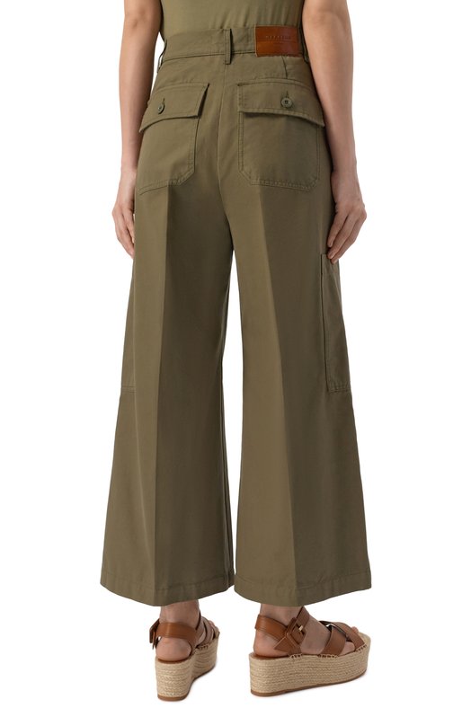 Хлопковые брюки-карго Weekend Max Mara QUIZ Хаки  QUIZ Фото 4