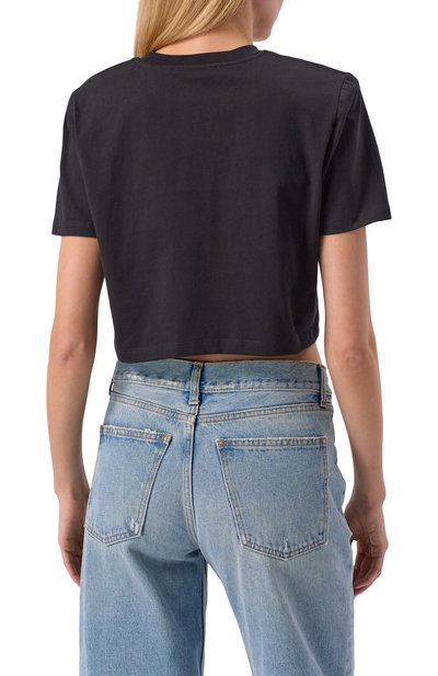 Хлопковая футболка с отделкой стразами BLUMARINE черного цвета по цене 42450 руб., арт. 2T133A, фото 4 Хлопковая футболка с отделкой стразами BLUMARINE, арт. 2T133A, фото 4