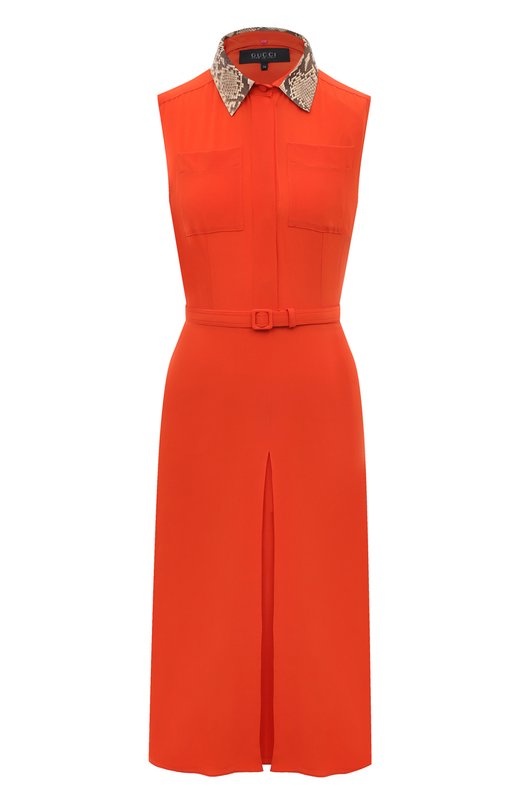 Шелковое платье Gucci 370633 ZEZ03 Оранжевый 370633 ZEZ03