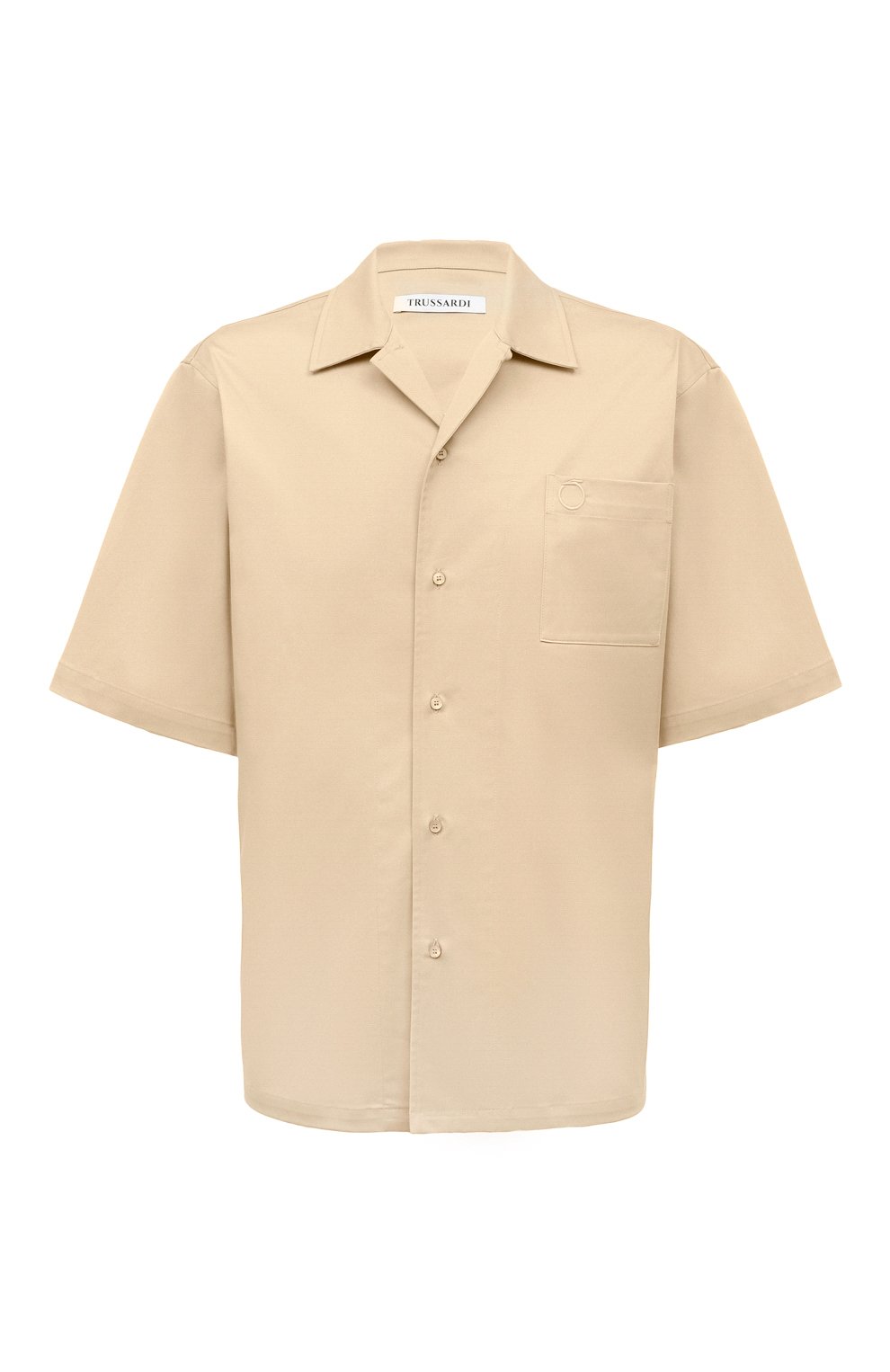 Хлопковая рубашка TRUSSARDI бежевого цвета по цене 25000 руб., арт. 52C00308-1T006185, фото 1 Хлопковая рубашка TRUSSARDI, арт. 52C00308-1T006185, фото 1
