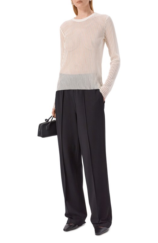 Хлопковый пуловер Helmut Lang P05HW703 Кремовый  P05HW703 Фото 2