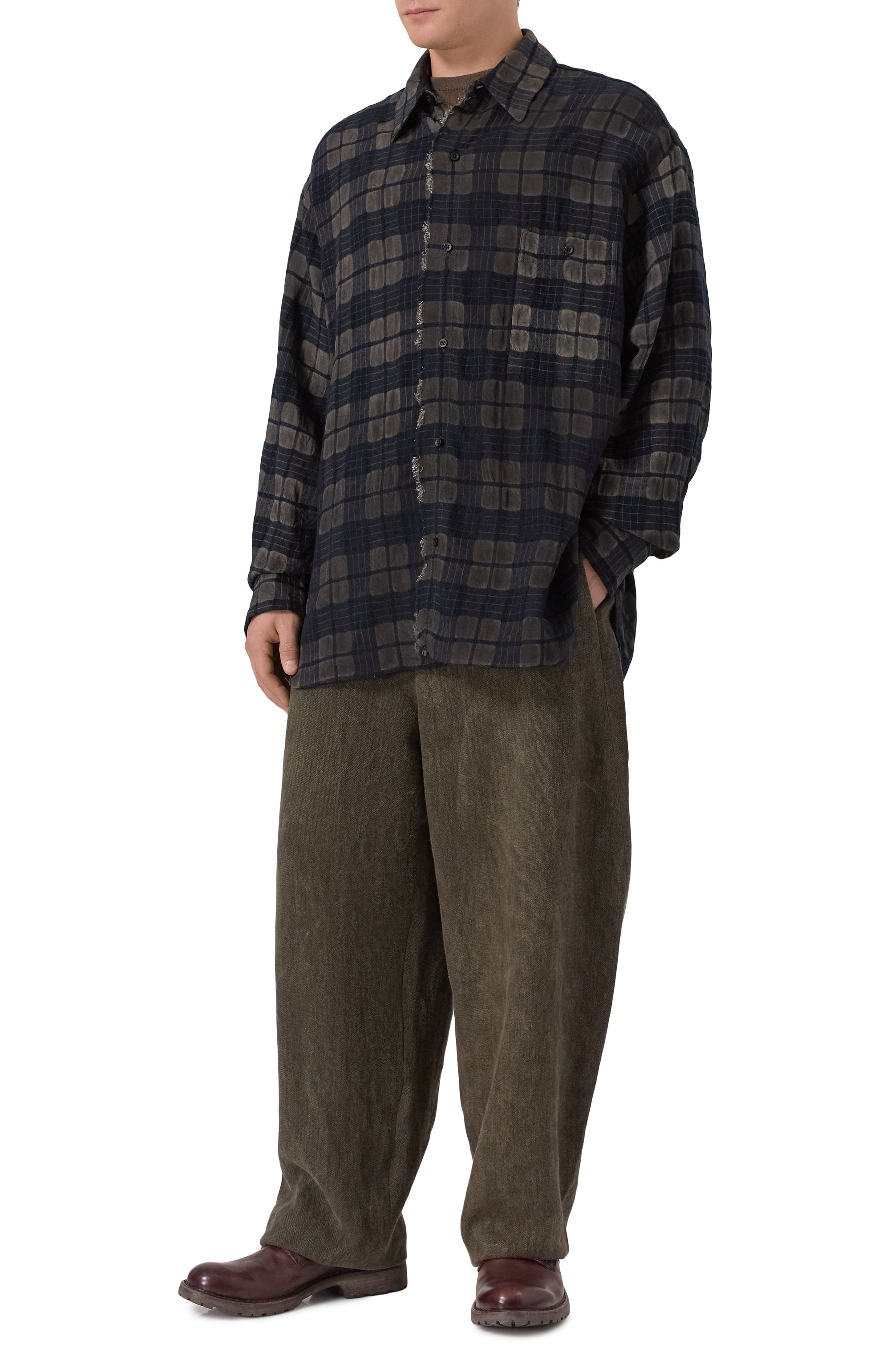 Рубашка из шерсти и вискозы UMA WANG темно-синего цвета по цене 145000 руб., арт. UM1503, фото 2 Рубашка из шерсти и вискозы UMA WANG, арт. UM1503, фото 2