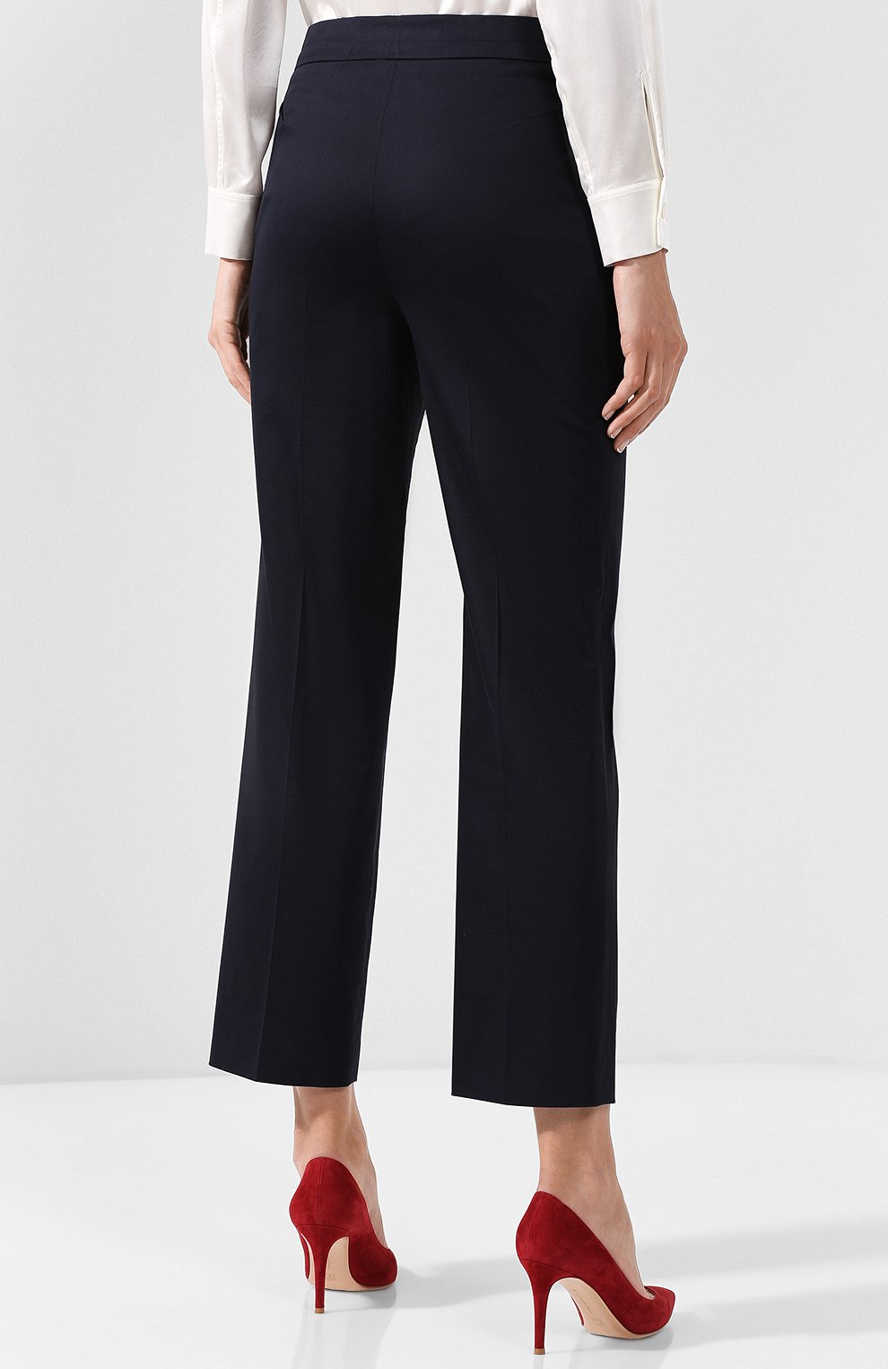 Однотонные укороченные брюки из хлопка со стрелками GIORGIO ARMANI, арт. WAP10T/WA182, фото 4