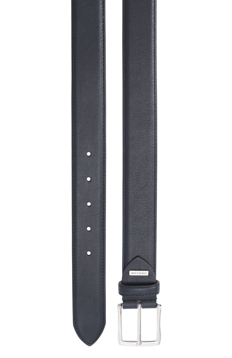 Мужской кожаный ремень CORNELIANI темно-синего цвета, арт. 25V316-2520808 | Фото 3 (Нос: Не проставлено; Материал: Натуральная кожа; Случай: Формальный)