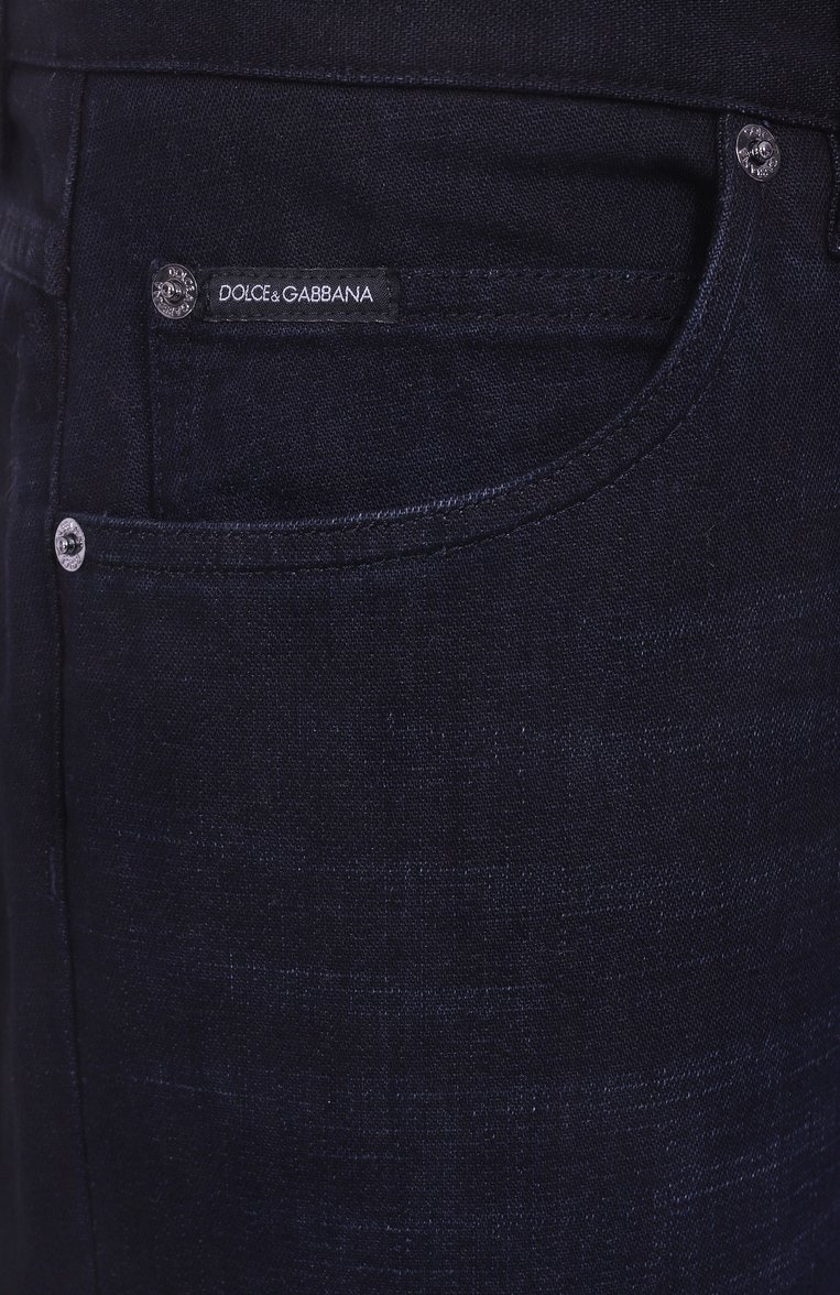 Мужские джинсы luxury 16/20 DOLCE & GABBANA темно-синего цвета, арт. GYQFCD/G8MZ4 | Фото 6 (Материал внешний: Хлопок, Деним; Длина (брюки, джинсы): Стандартные; Детали: Делаве; Кросс-КТ: Деним; Силуэт М (брюки): Прямые; Стили: Повседневный; Автоматизация состава: Проставлено; Автоматизация ТО: Проставлено; Размерность: Идёт в размер)