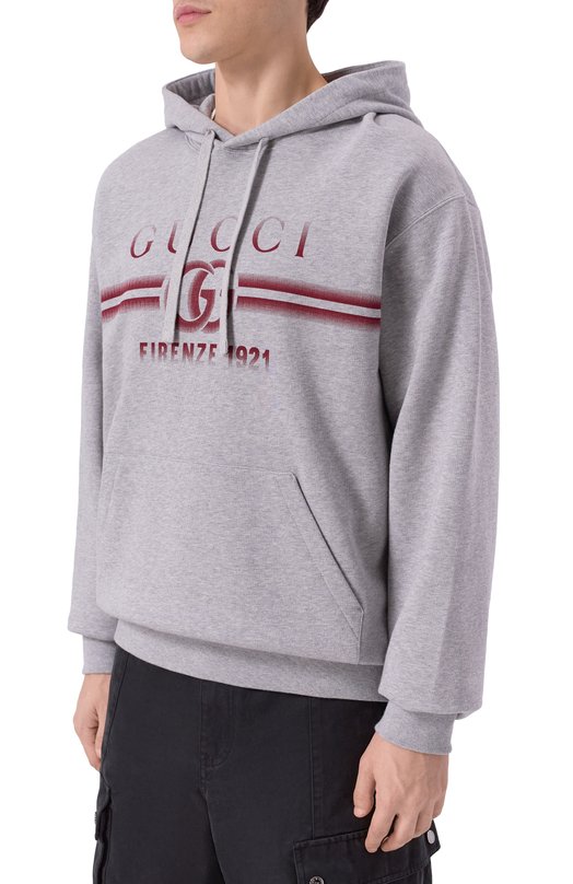 Хлопковое худи Gucci 788771/XJGKP Серый  788771/XJGKP Фото 3