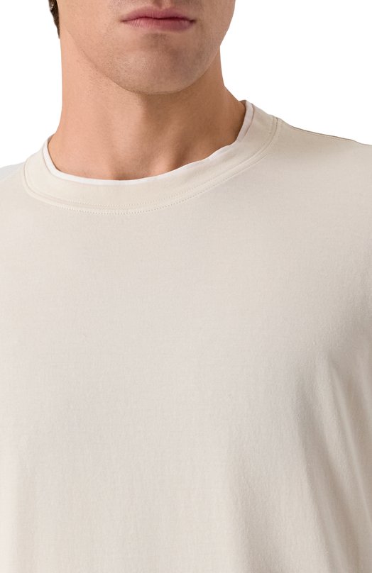Хлопковая футболка Brunello Cucinelli M0B137427 Кремовый  M0B137427 Фото 5