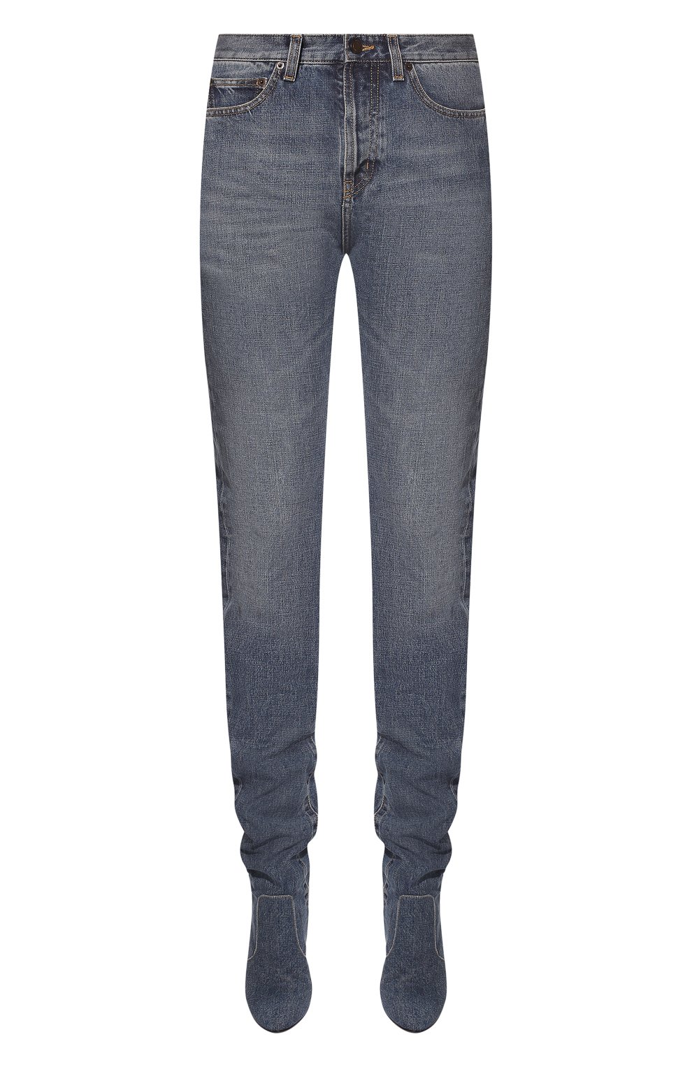 Джинсы SAINT LAURENT синего цвета по цене 330500 руб., арт. 675728/29A00, фото 1 Джинсы SAINT LAURENT, арт. 675728/29A00, фото 1