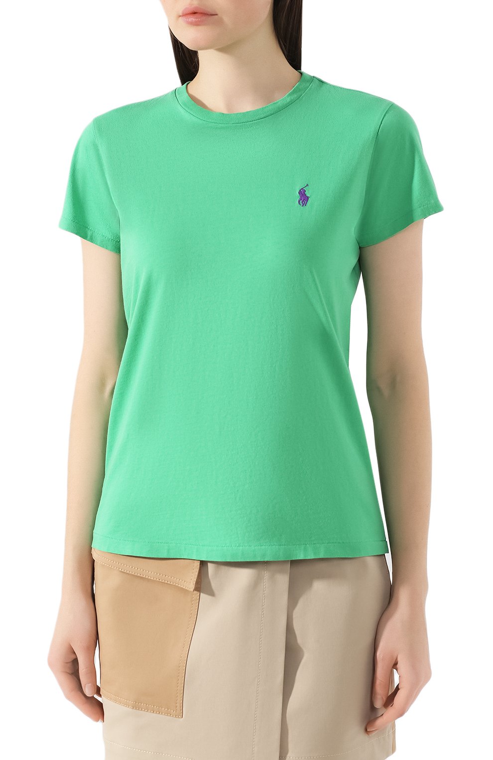 Хлопковая футболка POLO RALPH LAUREN зеленого цвета по цене 8590 руб., арт. 211734144, фото 3 Хлопковая футболка POLO RALPH LAUREN, арт. 211734144, фото 3