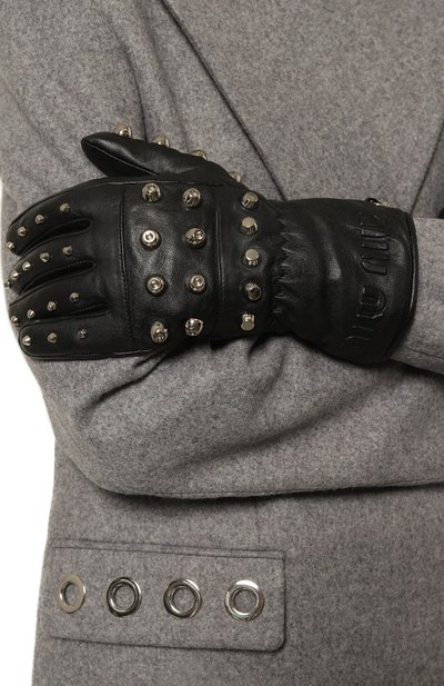 Кожаные перчатки MIU MIU черного цвета по цене 79000 руб., арт. 5GG153-2DP8-F0002, фото 2 Кожаные перчатки MIU MIU, арт. 5GG153-2DP8-F0002, фото 2