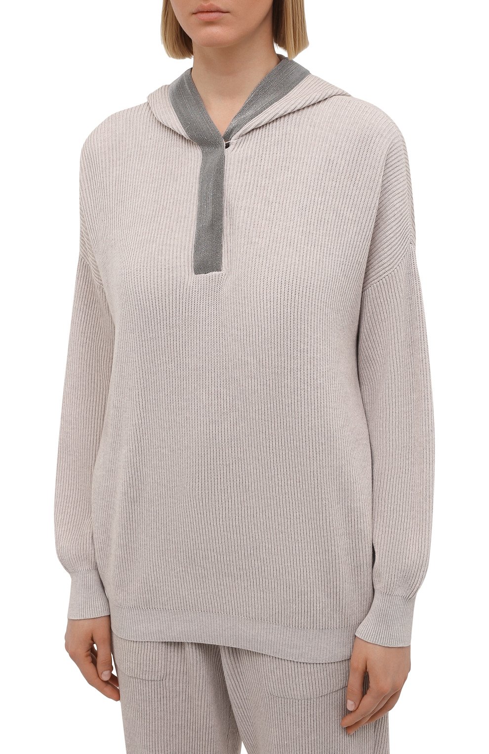 Хлопковое худи BRUNELLO CUCINELLI светло-бежевого цвета по цене 277000 руб., арт. M19197509P, фото 3 Хлопковое худи BRUNELLO CUCINELLI, арт. M19197509P, фото 3