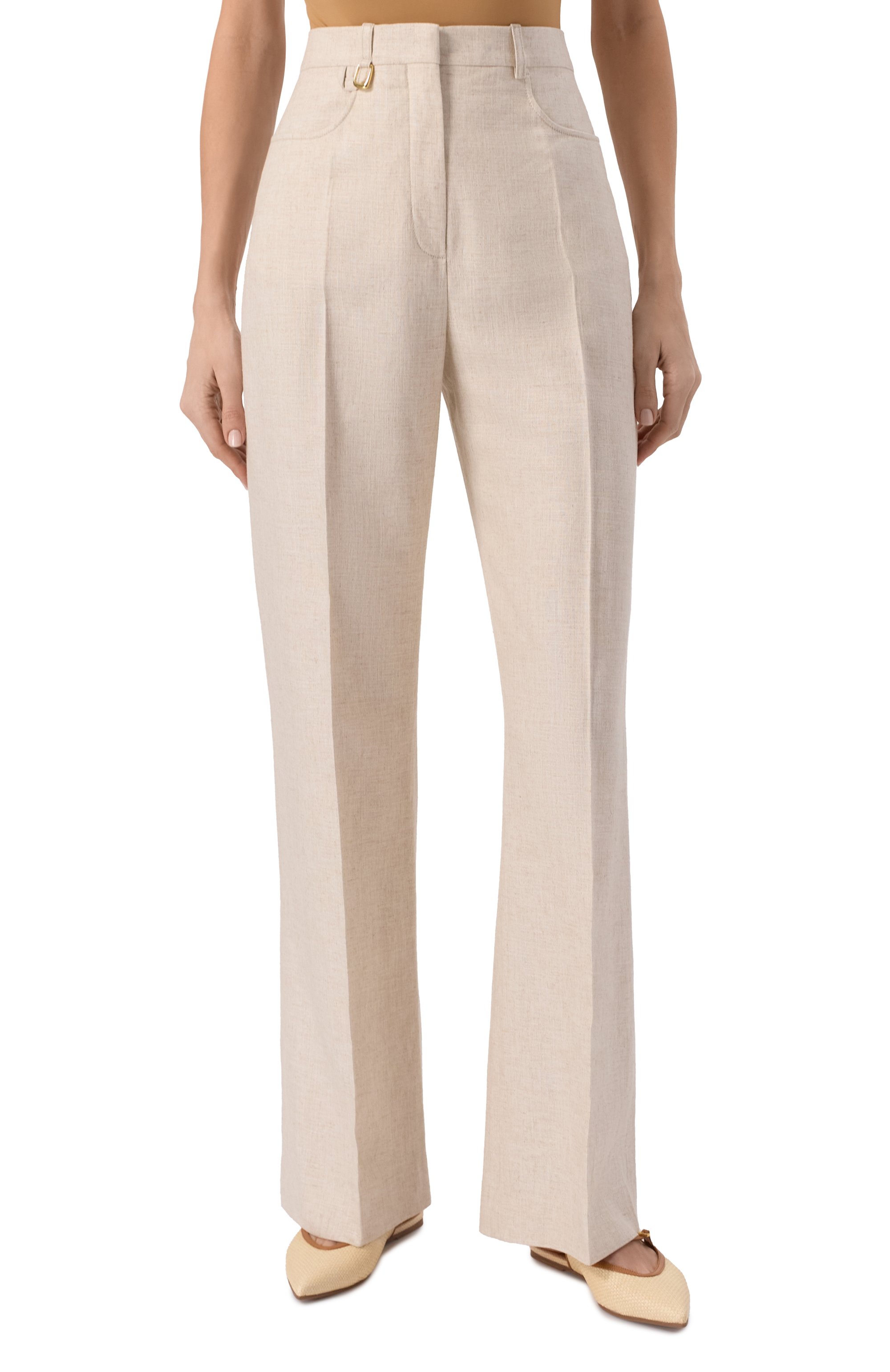 Брюки из вискозы и льна JACQUEMUS кремового цвета по цене 77850 руб., арт. 24H/243PA003-1358, фото 3 Брюки из вискозы и льна JACQUEMUS, арт. 24H/243PA003-1358, фото 3