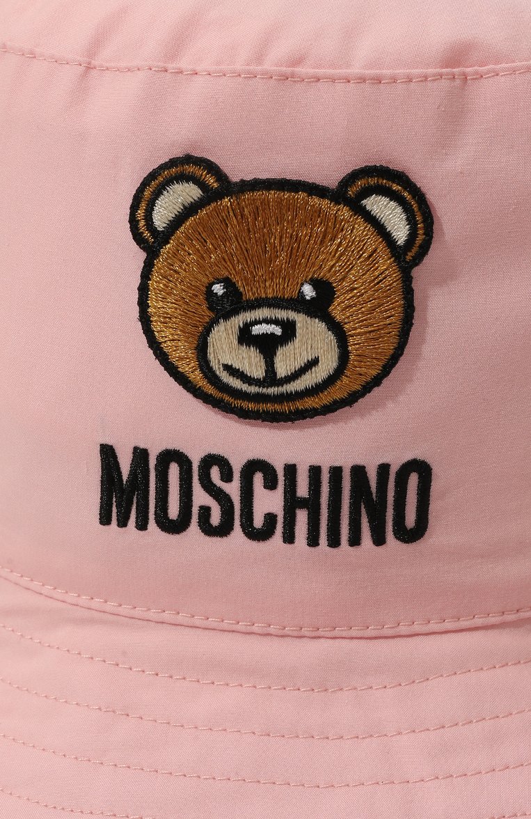 Детская хлопковая панама MOSCHINO светло-розового цвета, арт. MNX032/LLA11 | Фото 3 (Материал сплава: Проставлено; Материал: Текстиль, Хлопок; Нос: Не проставлено)