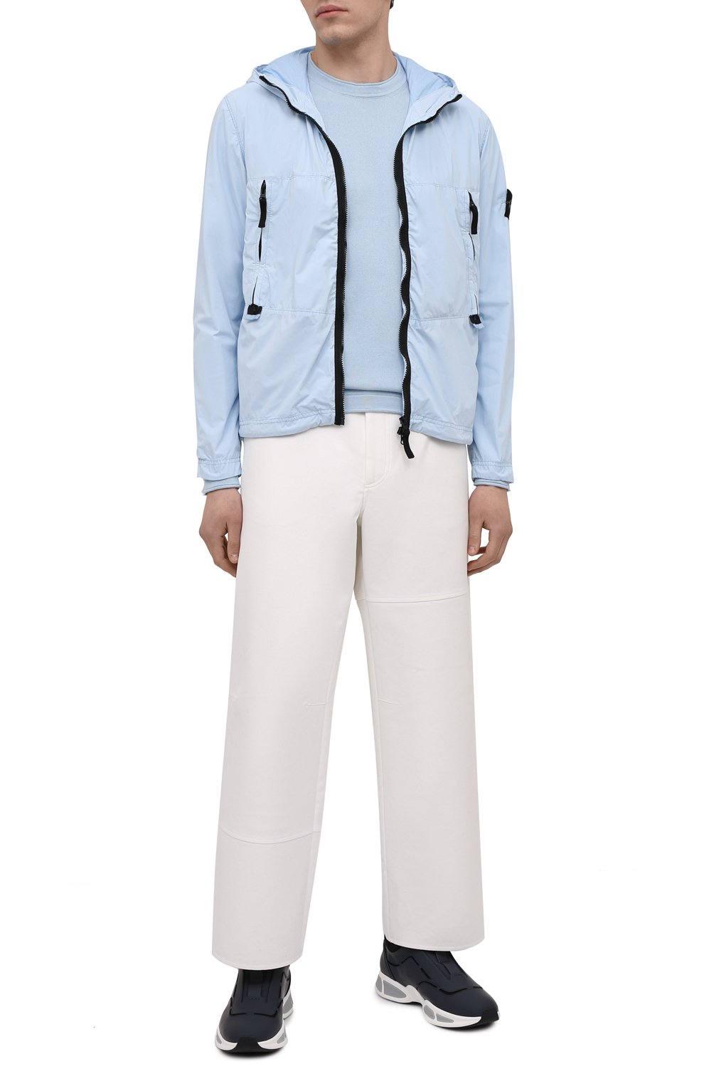 Хлопковый джемпер STONE ISLAND голубого цвета по цене 45950 руб., арт. 7415527B2, фото 2 Хлопковый джемпер STONE ISLAND, арт. 7415527B2, фото 2