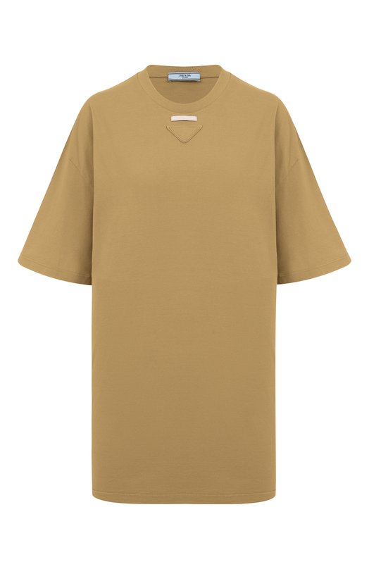Хлопковая футболка Prada 3558A/12ZB Хаки 3558A/12ZB