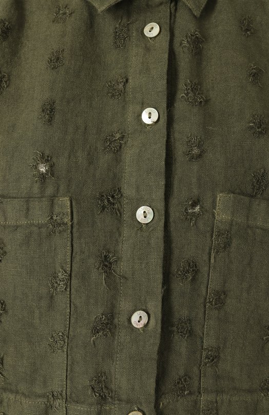 Льняная рубашка 120% Lino 32ALIW89RP/000G331 Хаки  32ALIW89RP/000G331 Фото 6