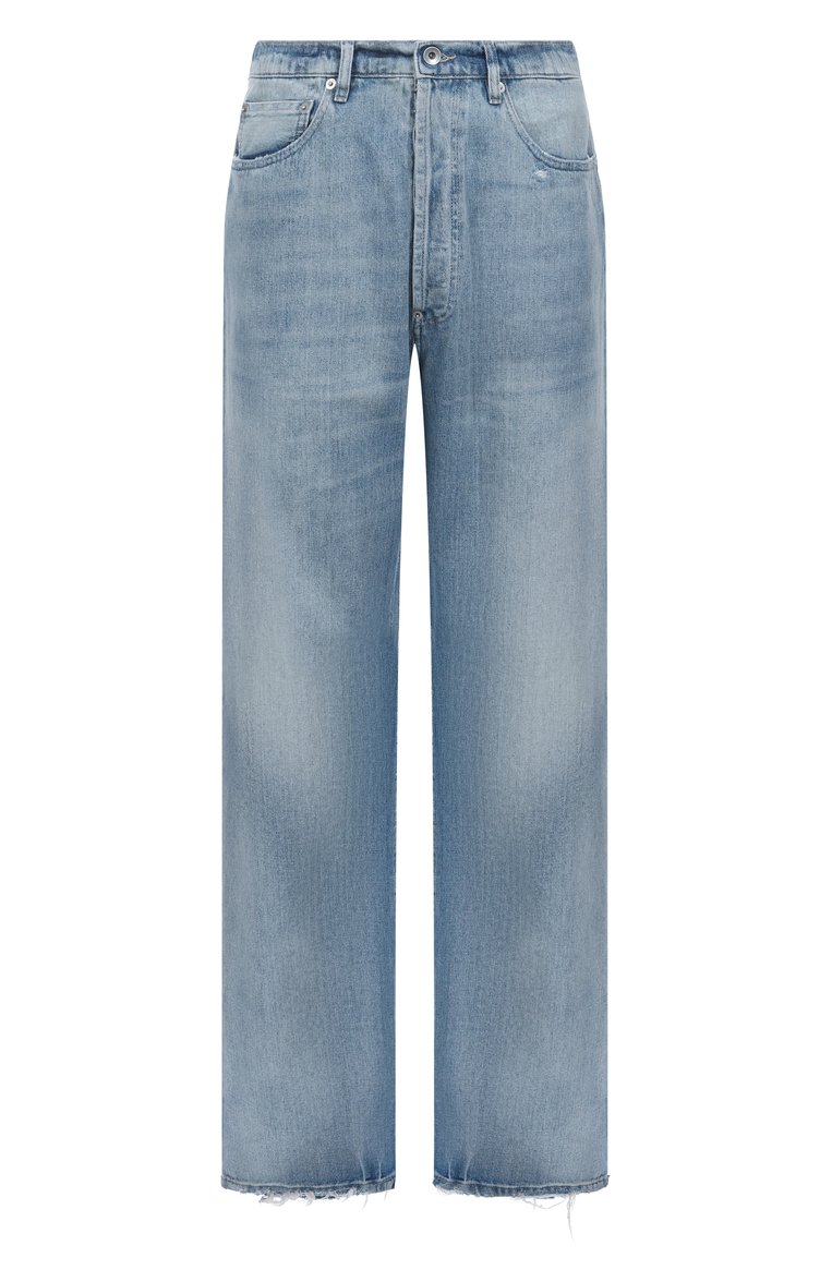 Мужские джинсы MAISON MARGIELA голубого цвета, арт. S50LA0238/S30383 | Фото 1 (Материал внешний: Хлопок, Деним; Длина (брюки, джинсы): Стандартные; Детали: Делаве, Потертости; Силуэт М (брюки): Широкие; Кросс-КТ: Деним; Стили: Повседневный; Автоматизация состава: Проставлено; Автоматизация ТО: Проставлено)