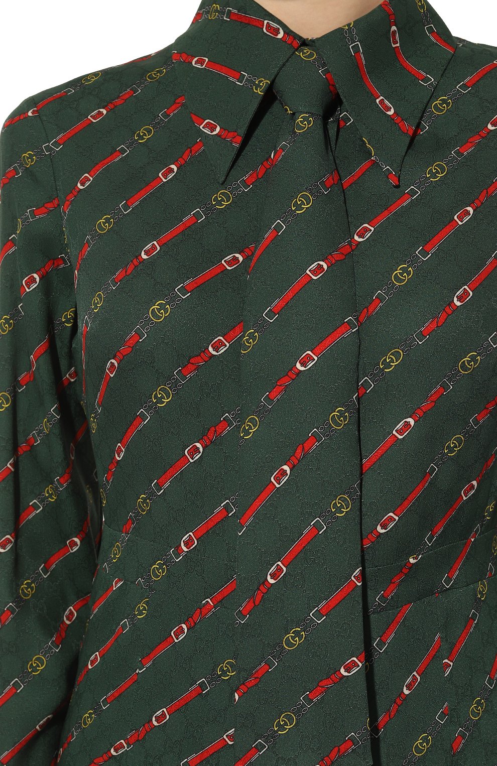 Шелковое платье GUCCI зеленого цвета по цене 475200 руб., арт. 596510 ZACRN, фото 5 Шелковое платье GUCCI, арт. 596510 ZACRN, фото 5
