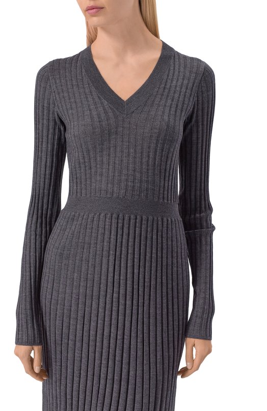 Шерстяное платье Brunello Cucinelli MHR895A92 Серый  MHR895A92 Фото 4