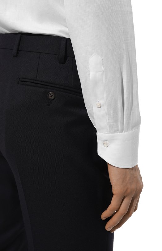 Сорочка из хлопка и льна Canali N798/GR03205 Белый  N798/GR03205 Фото 5