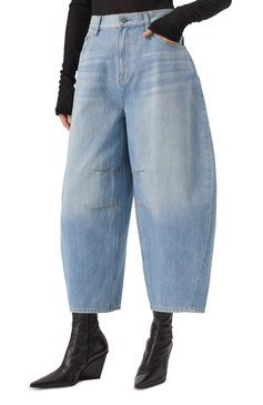 Женские джинсы HELMUT LANG голубого цвета, арт. 010DW204 | Фото 3 (Материал сплава: Проставлено; Длина (брюки, джинсы): Укороченные; Драгоценные камни: Проставлено; Силуэт Ж (брюки и джинсы): Широкие; Материал внешний: Деним, Хлопок; Детали: Делаве; Стили: Кэжуэл; Кросс-КТ: Деним)