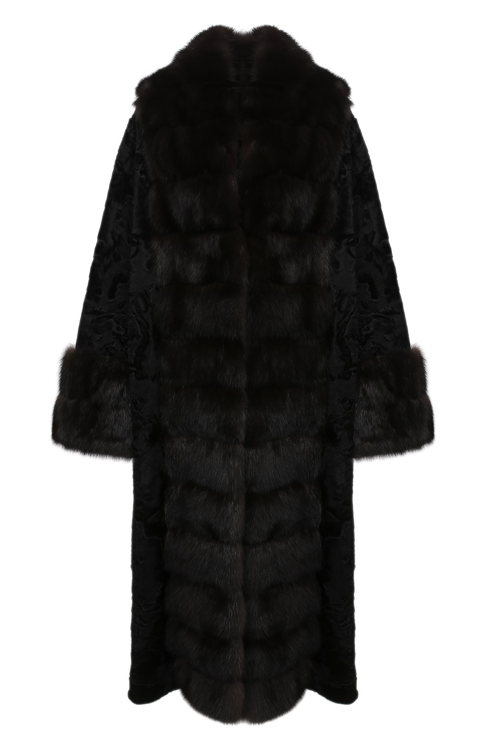 Шуба из меха соболя и каракульчи MANZONI24, арт. 20M854-PAZ/BLACK/EXTRADARK/48-52, фото 1