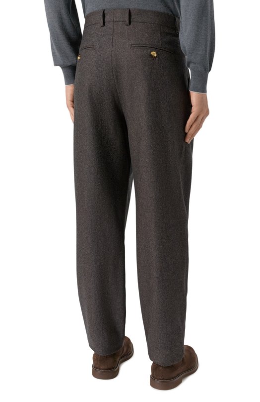 Шерстяные брюки Brunello Cucinelli M038PS2480 Коричневый  M038PS2480 Фото 4