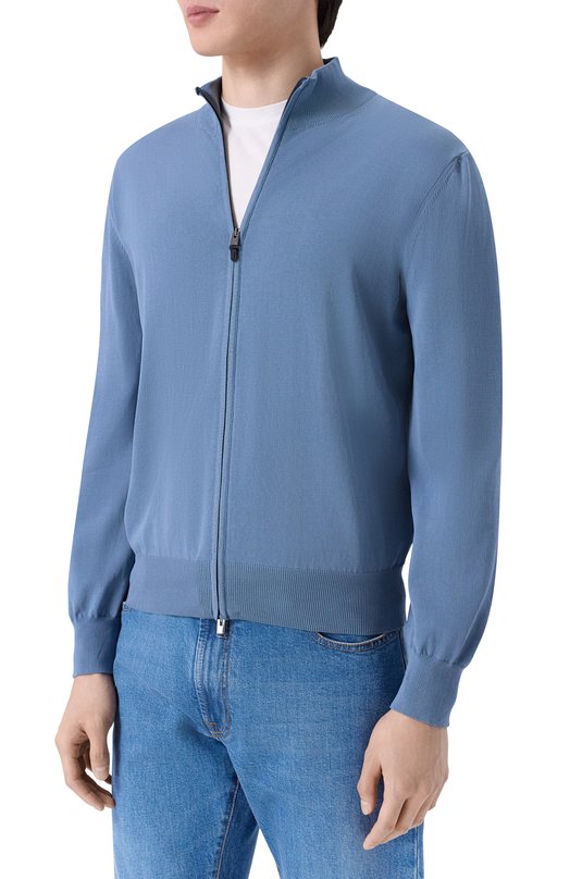 Хлопковый кардиган Canali C0022/MK02459 Голубой  C0022/MK02459 Фото 3