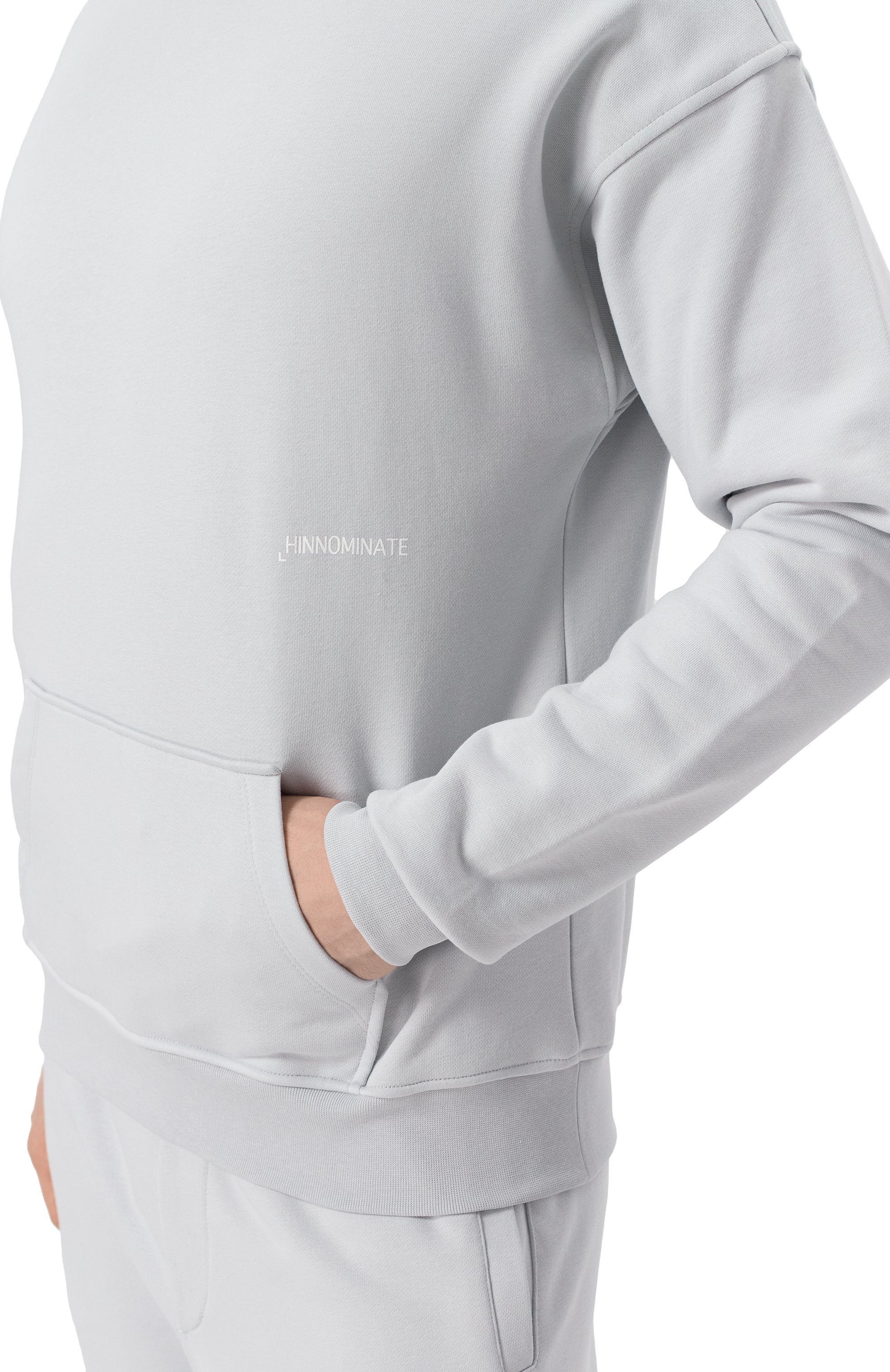 Хлопковое худи HINNOMINATE светло-серого цвета по цене 17550 руб., арт. HMABM01301, фото 5 Хлопковое худи HINNOMINATE, арт. HMABM01301, фото 5