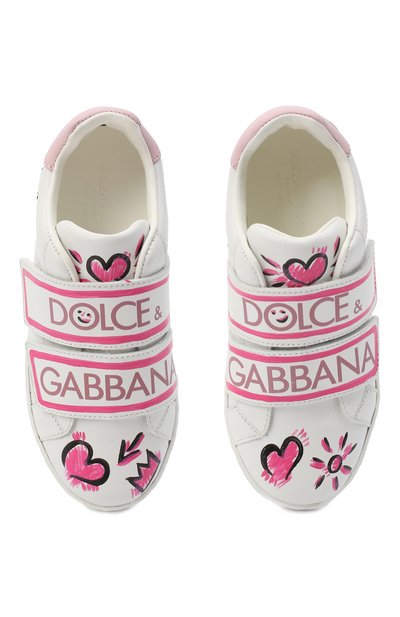 Кожаные кеды DOLCE & GABBANA розового цвета по цене 33950 руб., арт. E10902/B6302/29-36, фото 4 Кожаные кеды DOLCE & GABBANA, арт. E10902/B6302/29-36, фото 4