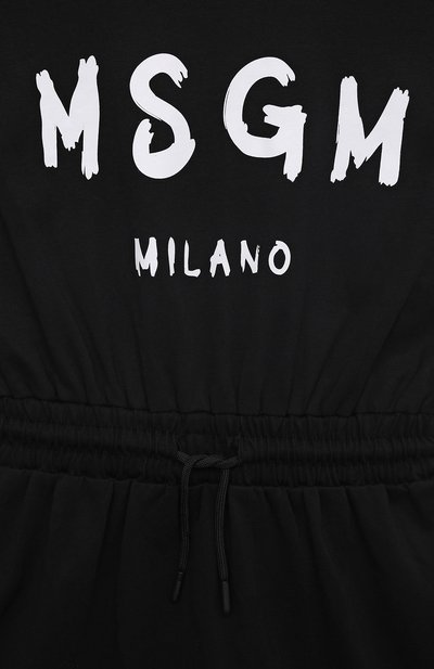 Хлопковое платье MSGM KIDS черного цвета по цене 9240 руб., арт. MS029327, фото 3 Хлопковое платье MSGM KIDS, арт. MS029327, фото 3