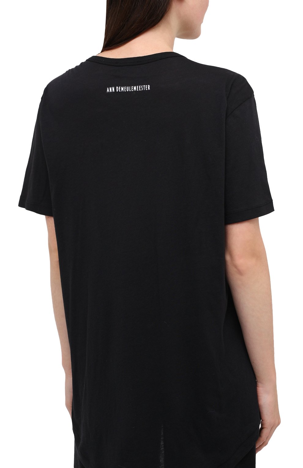 Хлопковая футболка ANN DEMEULEMEESTER черного цвета по цене 29900 руб., арт. 2002-3979-232-099, фото 4 Хлопковая футболка ANN DEMEULEMEESTER, арт. 2002-3979-232-099, фото 4